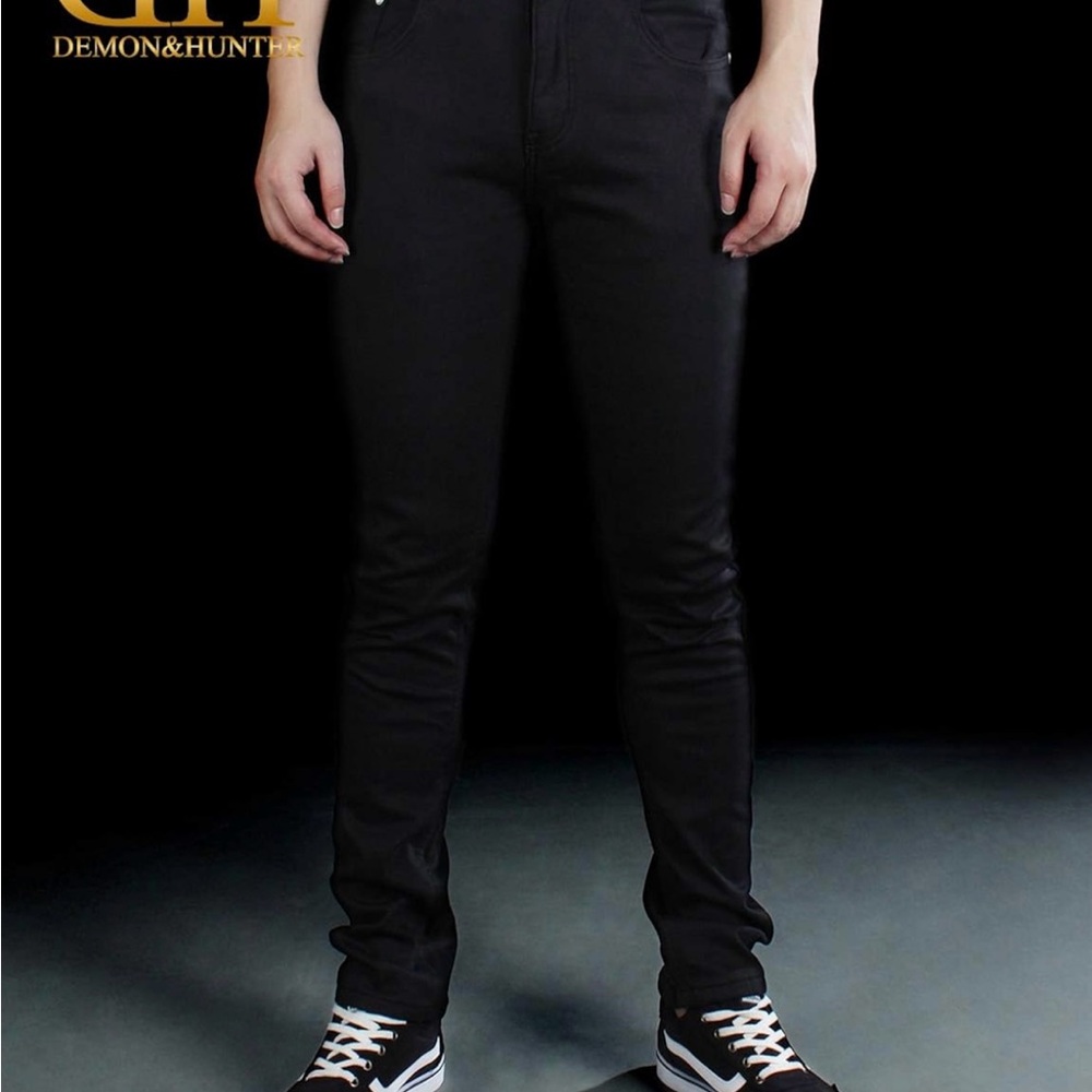 Demon&Hunter Men's Black FLEECE LINED Skinny Jeans